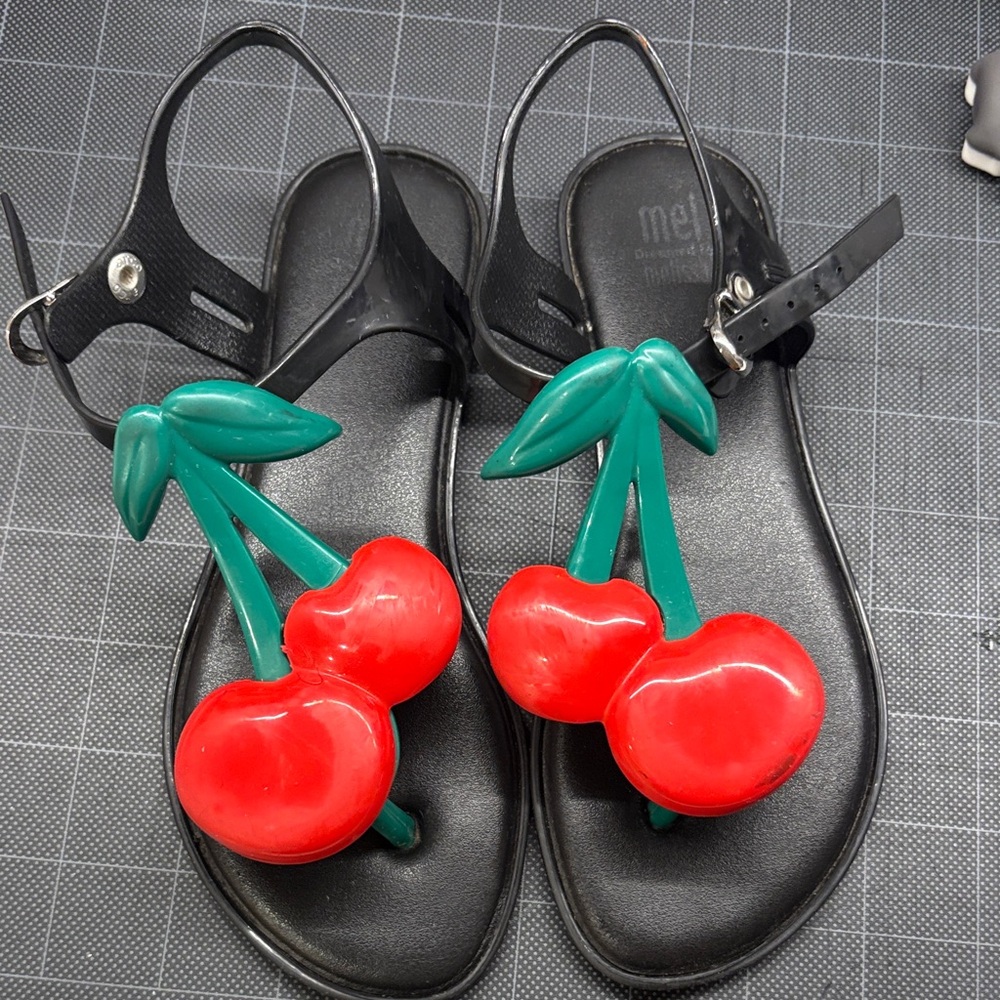 Melissa Kids Cherry Sandals - Black and Red